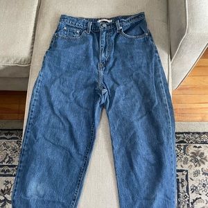 Dark wash balloon leg jeans